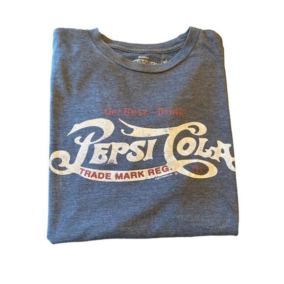 Get Busy Drink Pepsi Cola Blue T Shirt Size Medium Short Sleeve Crew Neck - Picture 5 of 5